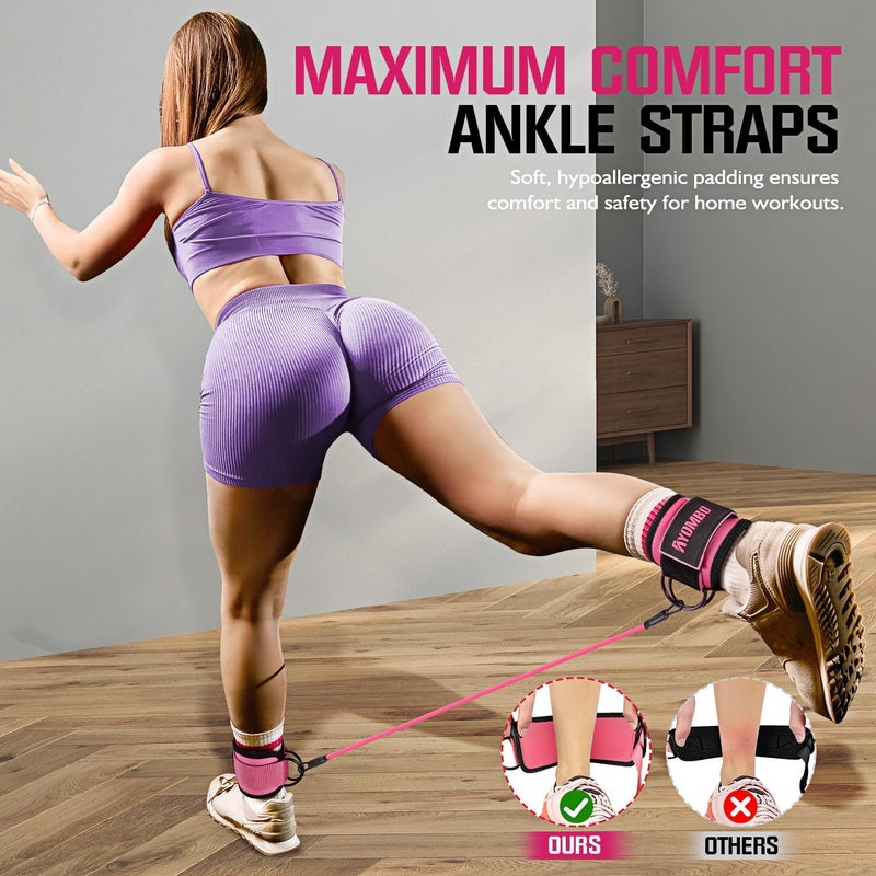 Ayombo Ankle Resistance Bands with Cuffs, Home Gym Workout Equipment, Lifting Glute Butt Exercise Equipment for Women, Ankle Weights Fitness Set, Leg Booty Equipment for Training Perfect Body Shape - Image 5